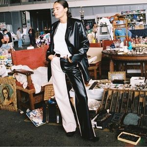 Laagam color block leather trousers